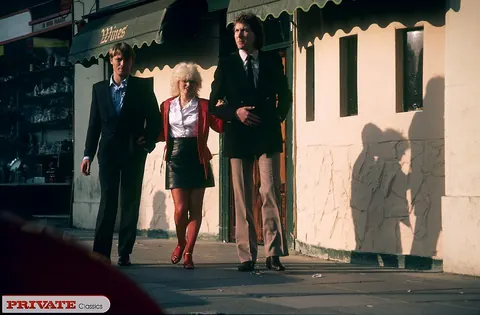 Vintage Blonde in Stockings Takes Two Men Outdoors – photo 2 of 13
