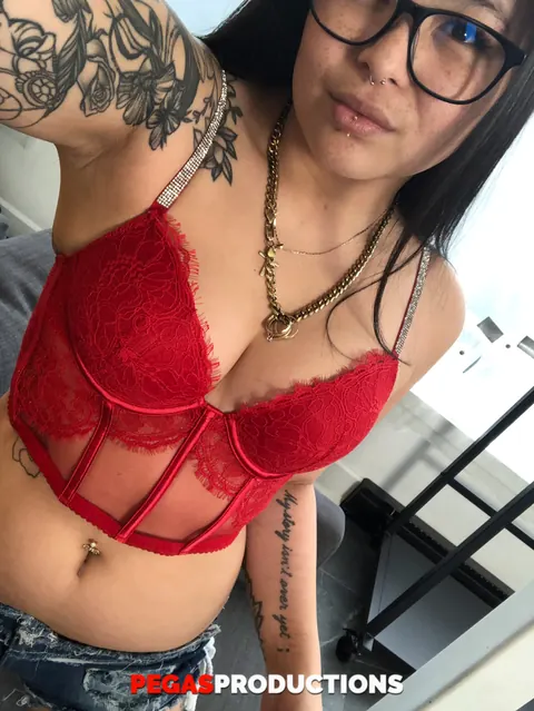 Asian BBW Shows Her Small Tits in Lingerie, Shorts and Glasses – photo 6 of 12