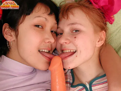 Interracial Lesbians Share a Double Dildo and Lick Pussy – photo 17 of 20
