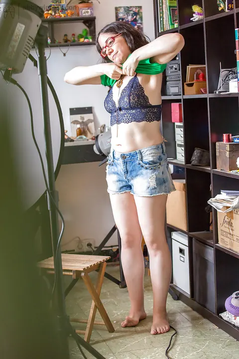 Irene A: PAWG Brunette in Lingerie and Shorts Shows Her Body – photo 15 of 16