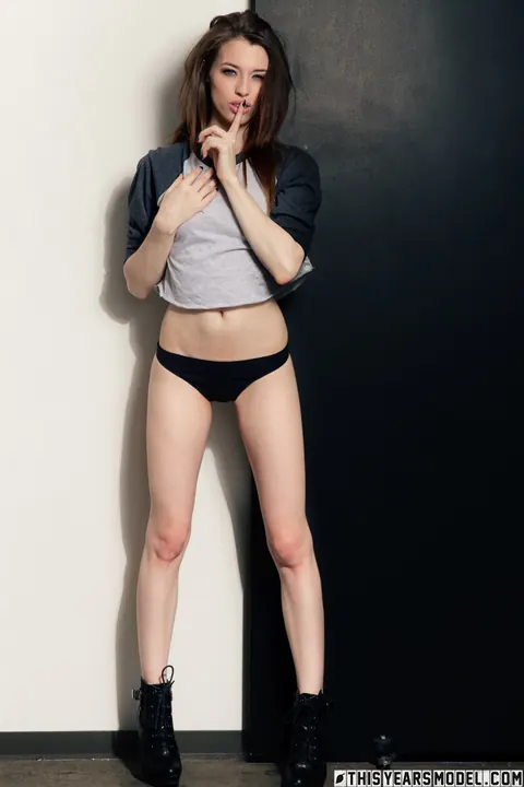 Caitlin McSwain: Brunette with Small Natural Tits Strips Out of Her Panties and Shows Her Ass – photo 3 of 10