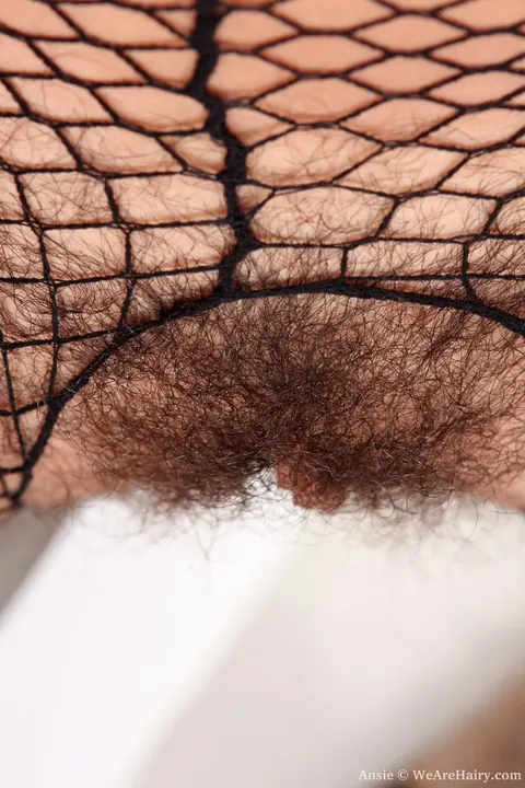 Ansie Rocher: Redhead Shows Her Hairy Bush Through Fishnet Bodysuit Outdoors – photo 8 of 17