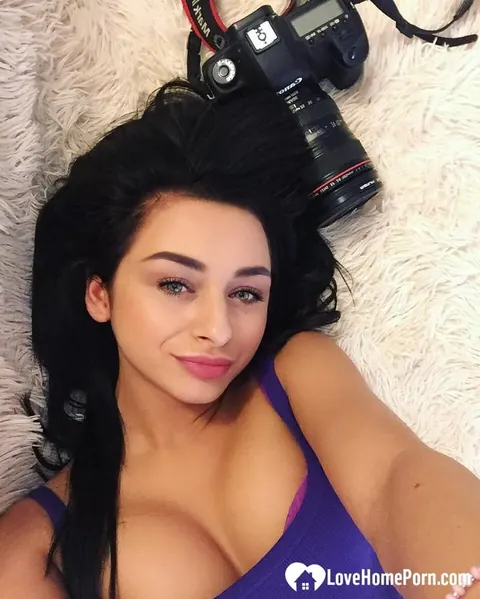 Dominika Sand: European Brunette with Short Hair and Big Tits Strips for Selfies – photo 5 of 20