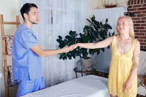Blonde in a Skirt Gets Fucked During a Massage – photo 1 of 16
