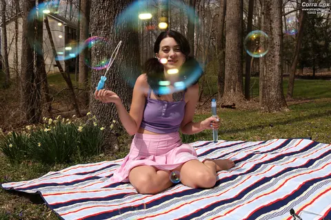 Corra Cox: Brunette PAWG Blows Bubbles Then Toys Her Pussy – photo 4 of 15