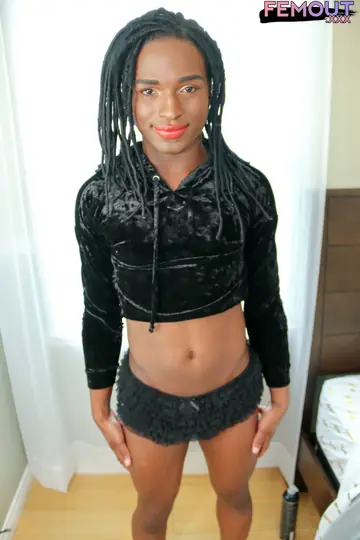 Trans Woman Undresses Fully and Poses Naked Showing Her Cock