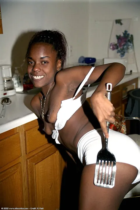 Petite Ebony Brunette Poses and Spreads Her Legs Clothed – photo 4 of 20