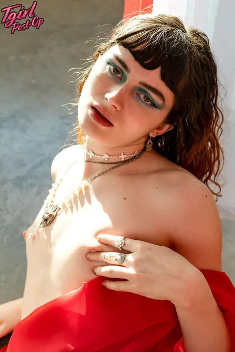 Slim Brunette Trans Woman Fingers Herself Nude – photo 9 of 16
