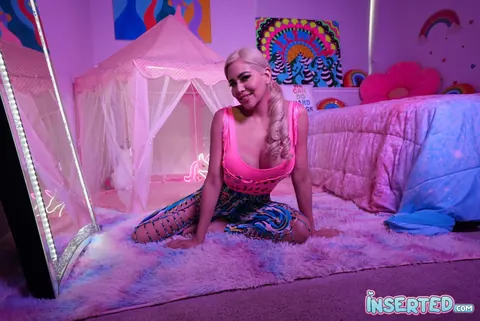 Caitlin Bell: Blonde Latina PAWG in Pigtails Spreads on the Bed – photo 2 of 20