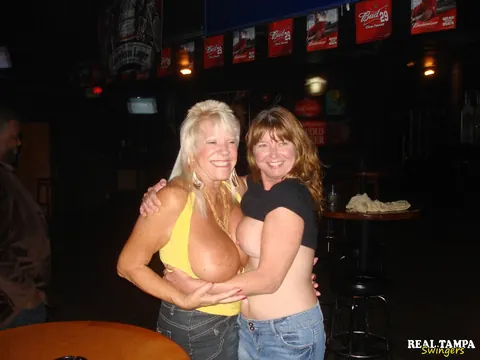 Dee Delmar: Busty Blonde and Redhead MILFs Kiss and Spread Outdoors – photo 12 of 21