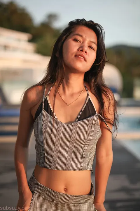 Petite Asian Woman Poses Outdoors Fully Clothed – photo 10 of 15