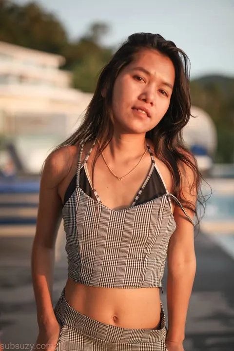 Petite Asian Woman Poses Outdoors Fully Clothed – photo 13 of 15