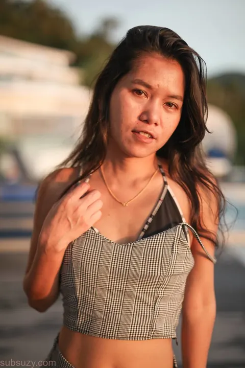 Petite Asian Woman Poses Outdoors Fully Clothed – photo 12 of 15