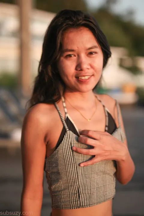 Petite Asian Woman Poses Outdoors Fully Clothed – photo 8 of 15