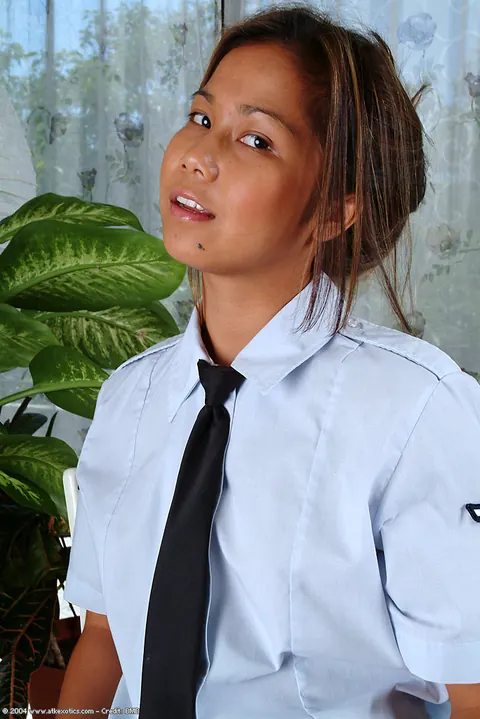 Thick Asian Woman Shows Her Breasts in Uniform Skirt – photo 2 of 16