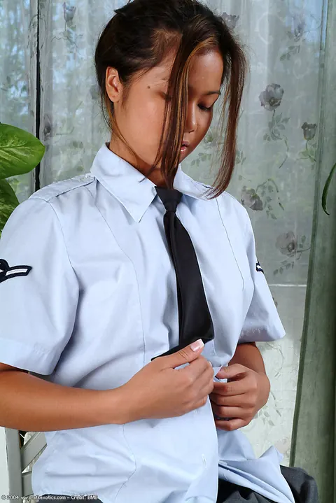 Thick Asian Woman Shows Her Breasts in Uniform Skirt – photo 3 of 16