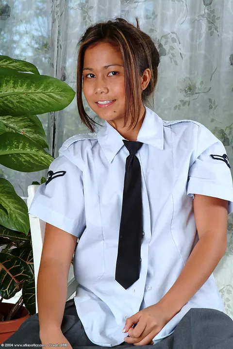 Thick Asian Woman Shows Her Breasts in Uniform Skirt – photo 1 of 16