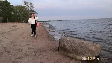 European PAWG Brunette Poses Nude on the Beach