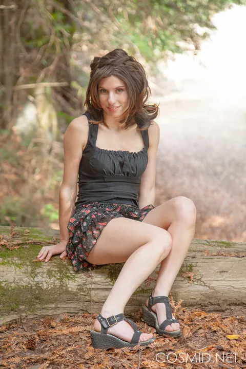 Brunette with Big Tits Strips Out of Her Top Outdoors – photo 5 of 16