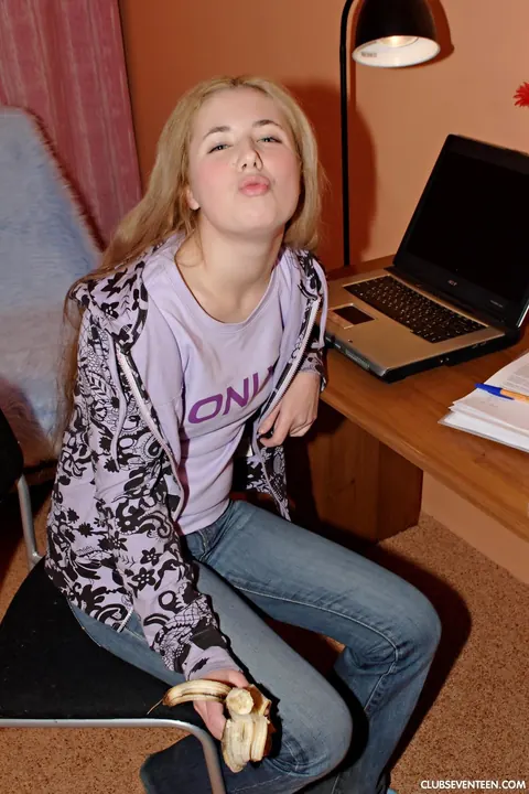 Blonde European Strips Out of Her Jeans and Shows Off Her Socks – photo 3 of 20