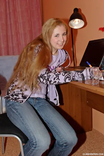 Blonde European Strips Out of Her Jeans and Shows Off Her Socks