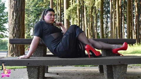 Trans Woman Strips Out of Her Sheer Dress and Heels Outdoors – photo 11 of 16