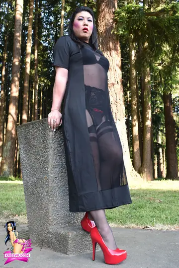 Trans Woman Strips Out of Her Sheer Dress and Heels Outdoors
