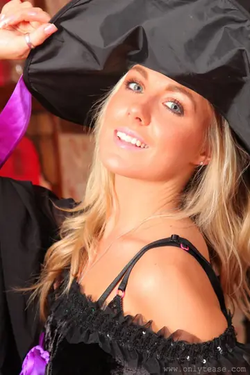 British Blonde with Big Tits Poses in Lingerie and Heels