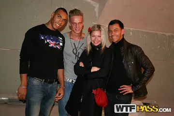 Petite Blonde Takes BBC Gangbang and Facials in Stockings