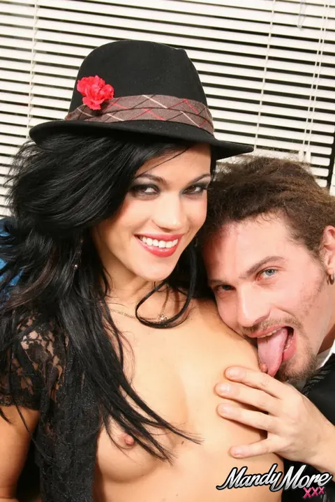 Alyssa Reece: Brunette MILF in Stockings and Hat Takes a Facial – photo 2 of 12