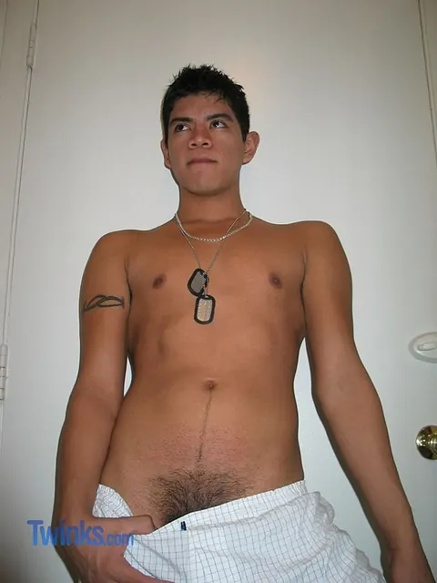 Brunette Twink Strips Nude and Shows His Big Cock – photo 9 of 21