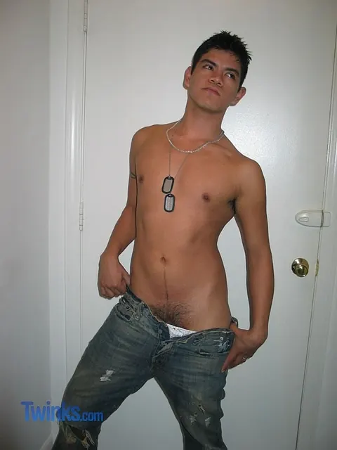Brunette Twink Strips Nude and Shows His Big Cock – photo 7 of 21