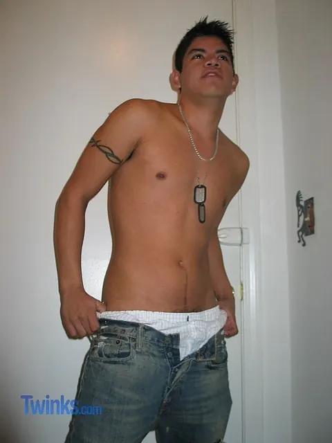 Brunette Twink Strips Nude and Shows His Big Cock – photo 5 of 21