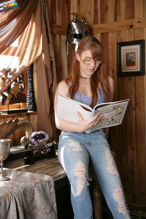 Gwen Stark: Redhead in Glasses Reads Books and Teases Her Body – photo 10 of 16