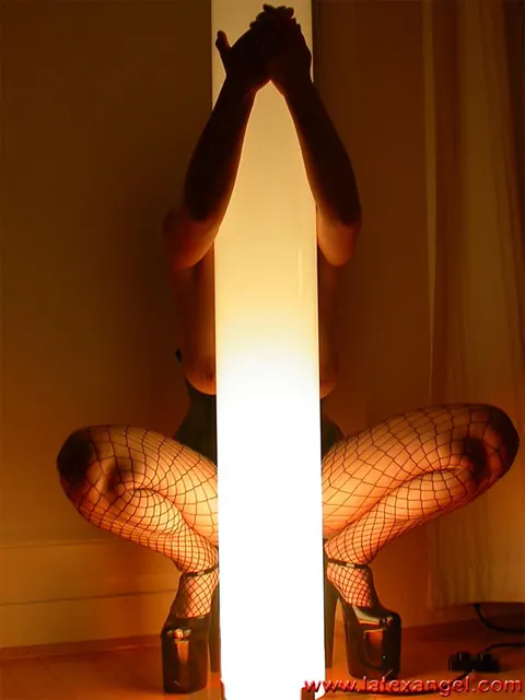 PAWG in Fishnet Pantyhose and Latex Uses a Dildo – photo 2 of 15