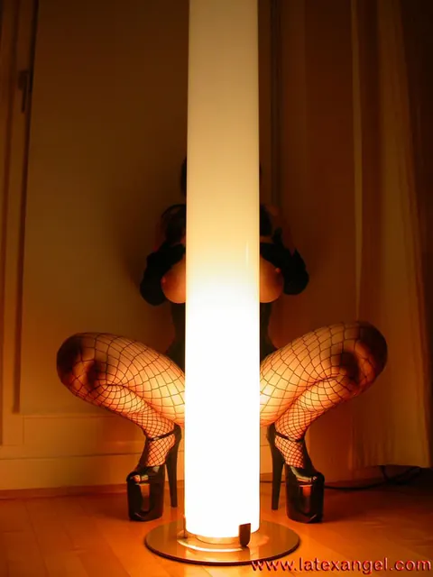 PAWG in Fishnet Pantyhose and Latex Uses a Dildo – photo 1 of 15