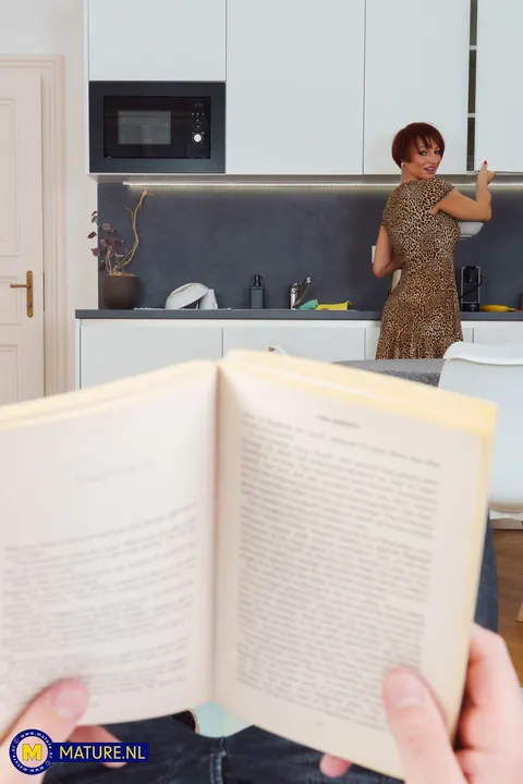 Ola Ramona: Thick Redhead MILF in Stockings Rides Cock in POV – photo 1 of 21