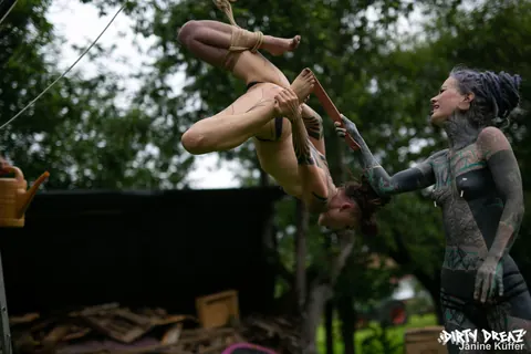 Anuskatzz: Thick European Brunette Suspended Naked from a Tree in Rope Bondage – photo 14 of 16
