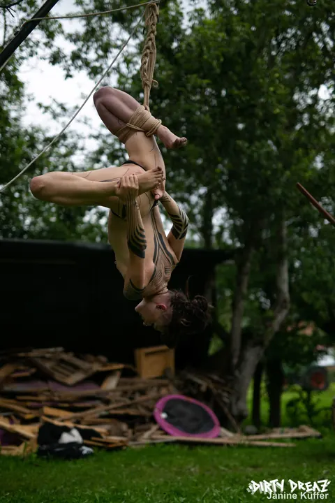Anuskatzz: Thick European Brunette Suspended Naked from a Tree in Rope Bondage – photo 15 of 16