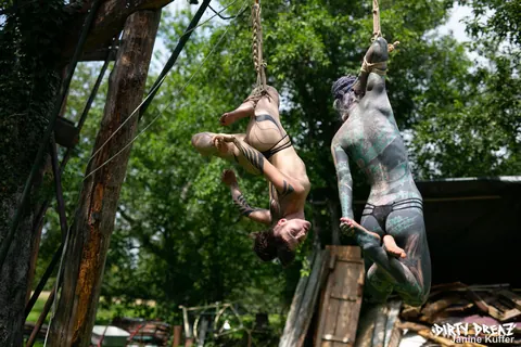 Anuskatzz: Thick European Brunette Suspended Naked from a Tree in Rope Bondage – photo 4 of 16