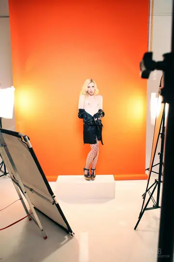 Thick Blonde Peels Down Her Fishnets to Spread Her Big Ass