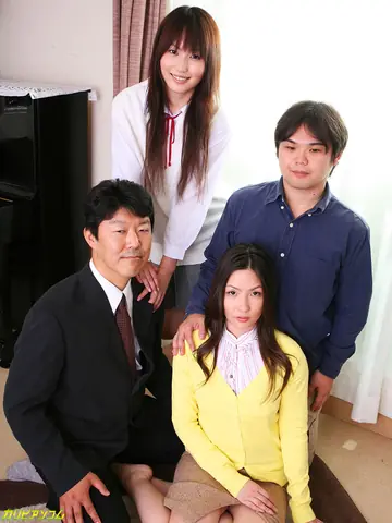 Japanese Brunettes in Skirts and Panties Join Group Sex