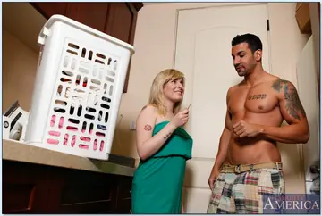 Busty Blonde in a Skirt Gives a Blowjob and Gets Fucked in the Garage