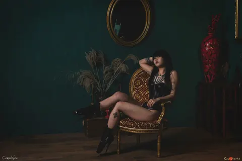 Thick Asian Brunette Flaunts Her Curves in a Leather Corset and Boots – photo 13 of 16