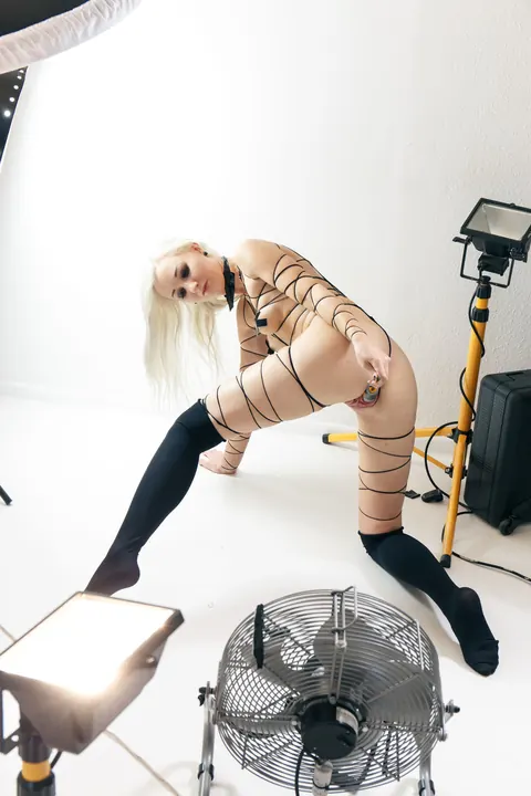 Adelina White: Busty Blonde Fingers and Uses a Dildo in Stockings – photo 17 of 21
