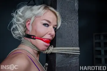 Busty Blonde Tied Up and Gagged in Bondage