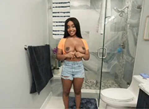 Lily Starfire: Tall Ebony Brunette with Big Tits Sucks and Rides in a Threesome – photo 11 of 21