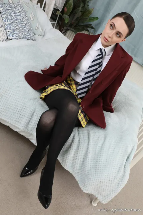 European Brunette Sheds Her Uniform and Pantyhose – photo 2 of 16
