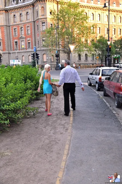Dolly Spice: Blonde European Woman Kisses a Man Outdoors – photo 12 of 13