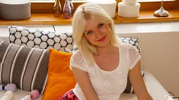 European Blonde Masturbates with a Dildo and Fingers Her Ass
